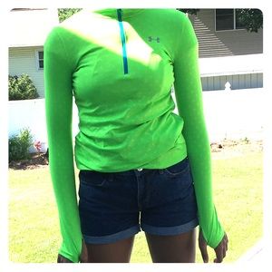 under amour shirt, long sleeves and a thumb whole